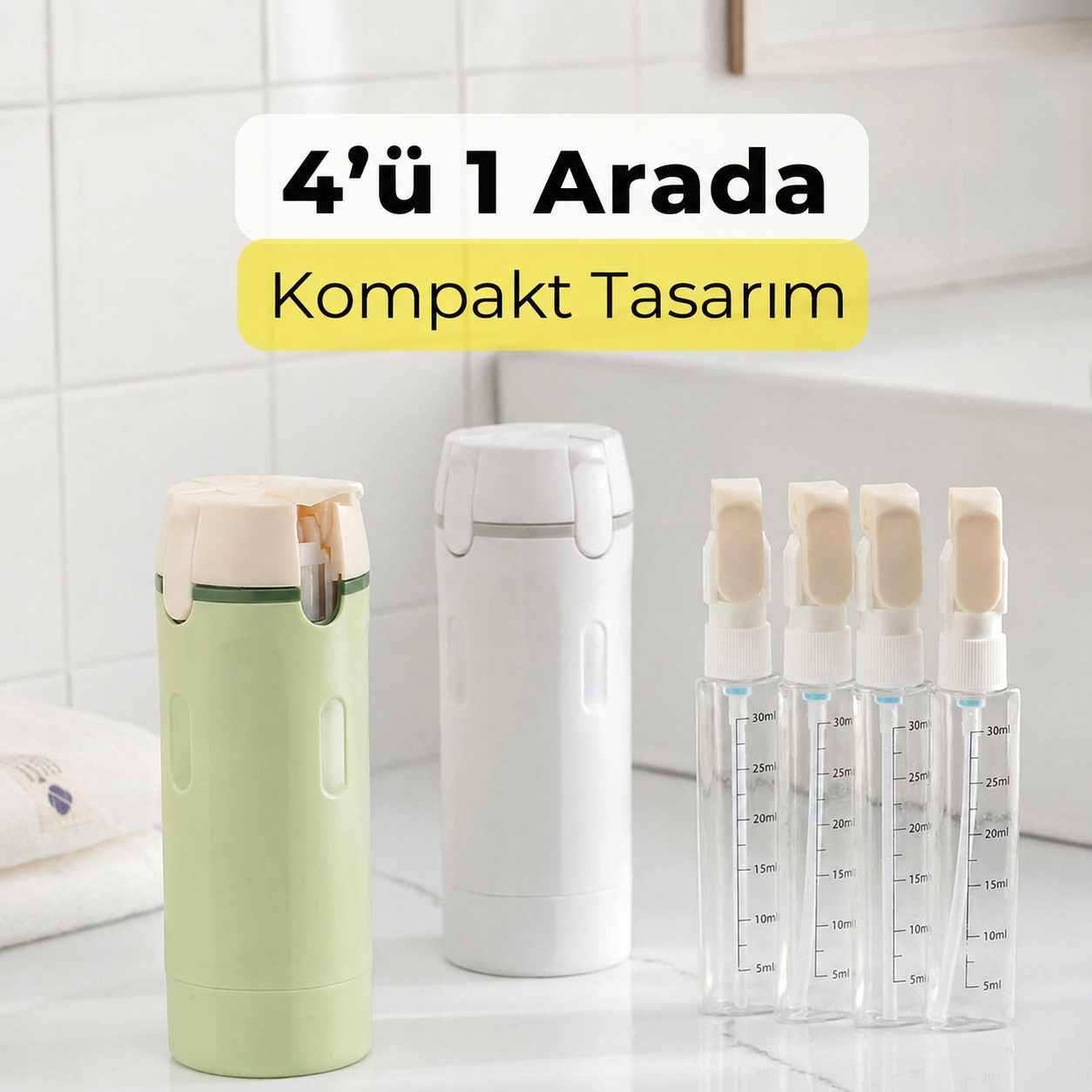 4 Hazneli Akıllı Seyahat Şişesi